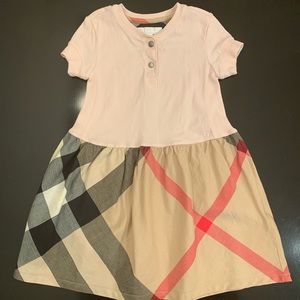 Burberry 2T Pink Dress w/ signature Plaid Skirt